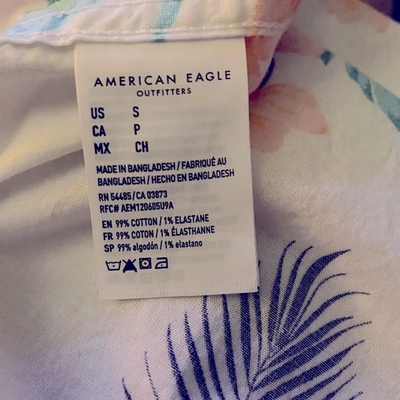 American Eagle Men’s Short-sleeved Floral Print Button Down Shirt Size Small - Picture 5 of 6